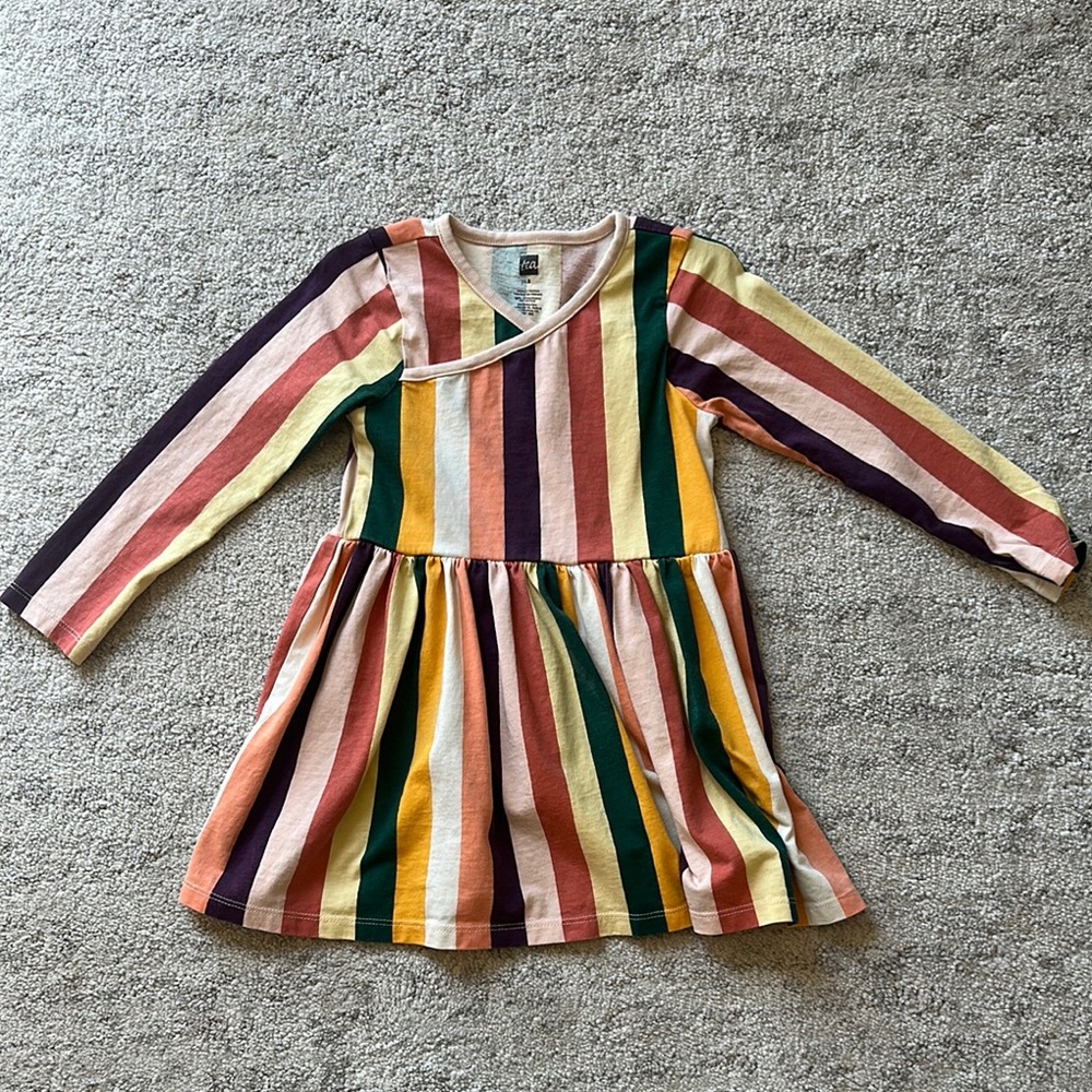 Colorful Striped Kids Tea Dress 3T